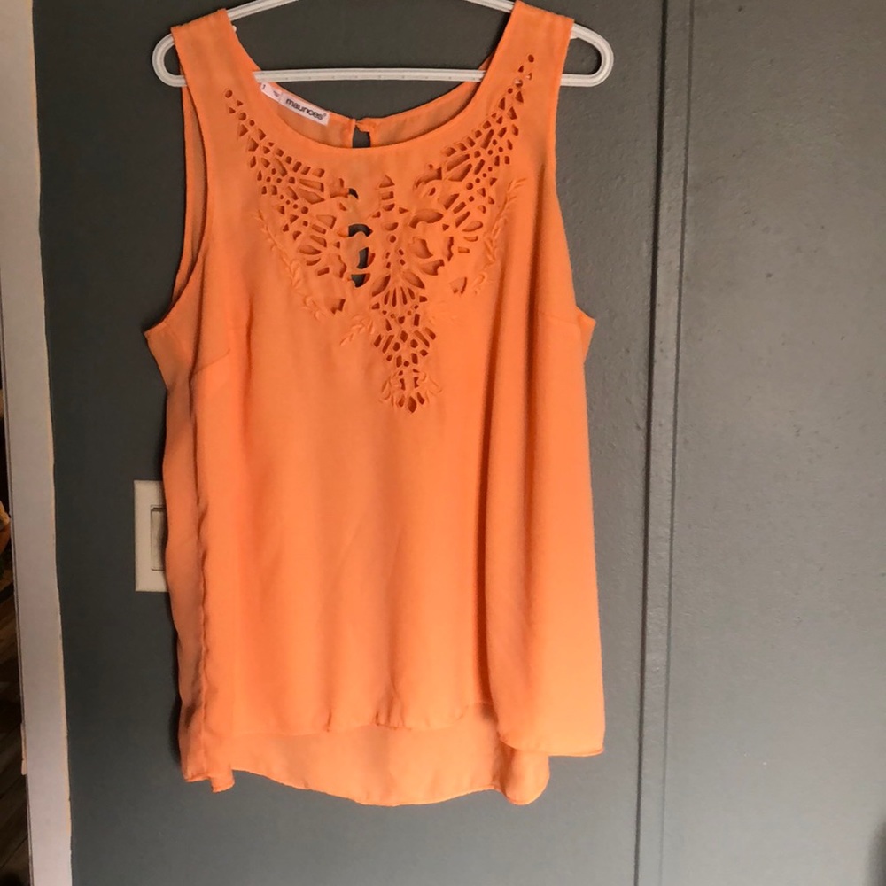 Orange tank top with cut outs